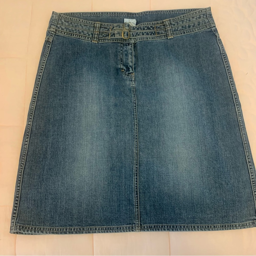 Calvin Klein jeans brand jean skirt size 14 with buckle waist detail